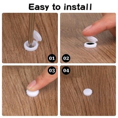 salbsever 200Pcs Plastic Hinged Screw Cover Caps, 14mm/0.55 inches, White
