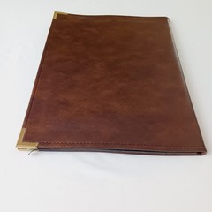 Vtg (1983) Hazel 12″x9.5″ Portfolio Binder Notepad Brass Corner Brown USA Oxford