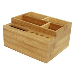 Bamboo Pen Holder Desk Organizer Pencil Holder Storage with 4 Compartments & …