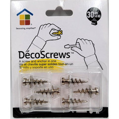 DecoScrews Drywall Anchors Holds 30 lbs 6 Pack All in One Hanger Lot of 2