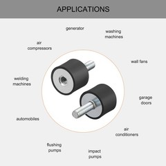 4PACK M6 Thread Male Female Rubber Mounts Home Vibration Isolators 20x15mm