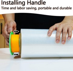 Durable 80 Gauge Clear Stretch Film with Handles – 12” x 1000′ for Easy Packing
