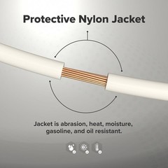 12 AWG White THHN / THWN – Stranded Copper Electrical Wire, 100 Feet (30 Meter)