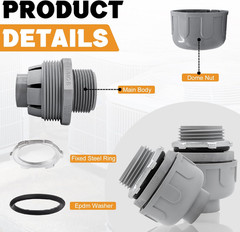 1 Inch Liquid Tight Connector PVC Flexible Conduit Connector,Straight 180 Degree