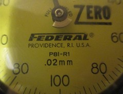 FEDERAL USA DIAL INDICATOR GAUGE GAGE P81-R1 .02mm Flat Back