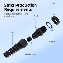2 Pk NPT 3/8″ Waterproof Cable Gland Spiral Strain Relief Cord Grip Nylon Joint