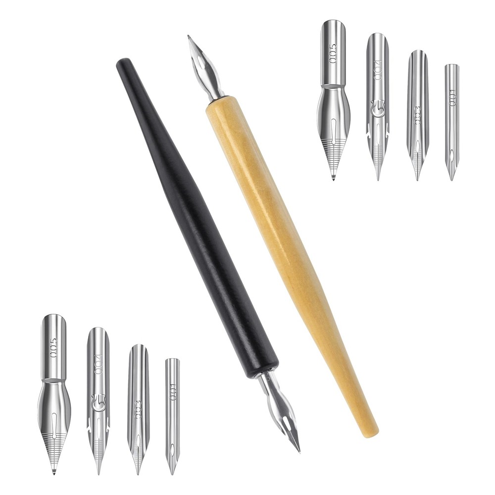 12 Pcs Comic Dip Pen Set with 2 Holders and 10 Nibs Calligraphy Drawing