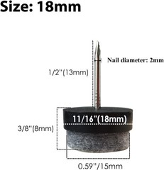 40pcs Round Heavy Duty Nail-on Felt Pad for Furniture Black 18mm (40 Pcs)