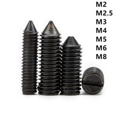 Black Steel Slotted Set Screws With Cone Point M2 M2.5 M3 M4 M5 M6 M8