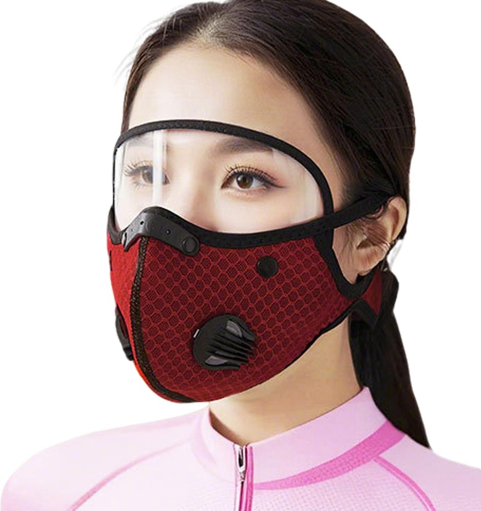 Lightweight Cycling Face Mask with Eye Shield Breathing Valve Replaceable Fil…