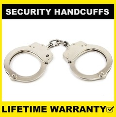 Handcuffs Professional Double Lock Metal Steel Police Security SILVER w/ Pouch