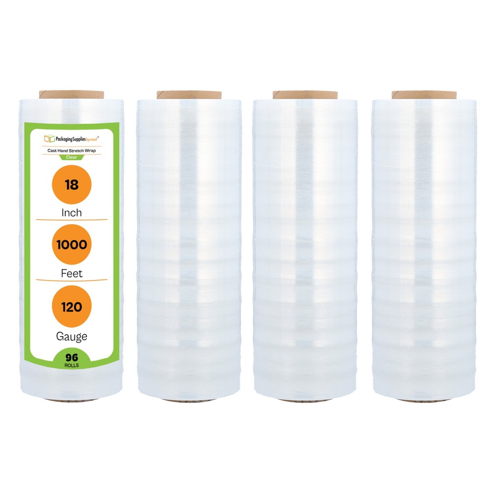 Superior Cast Hand Clear Stretch Wrap 18″ x 1000′ 120 Gauge Shrink Film 96 Rolls