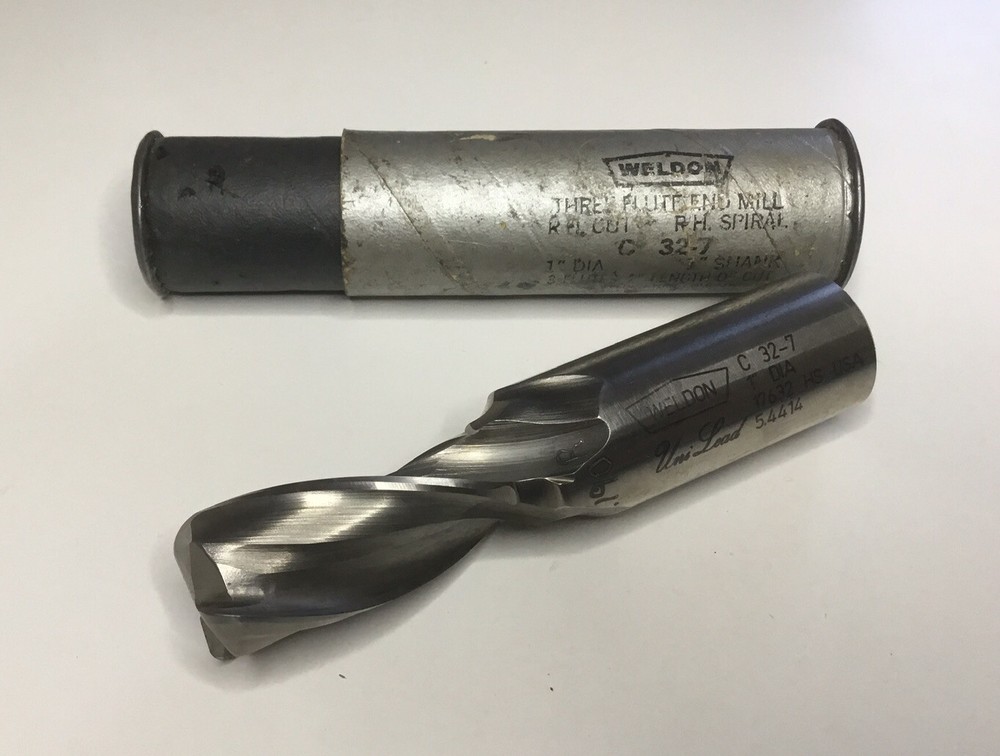 Weldon C 32-7, 1″ x 1″ x 2″ x 4.5” Corner Radius End Mill, 3-Flute, 0.190” Rad.