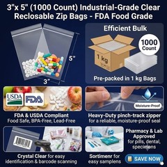 [BULK] 3″ x 5″ Clear Reclosable Zip Bags – Food Grade & Pharmacy Safe