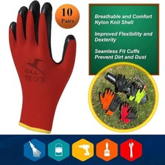 Safety Work Gloves Latex Coated for Men&Women 10-Pair-Pack Knit Firm Grip XL