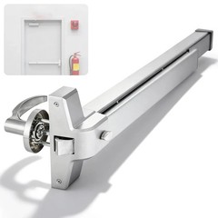 IRONWALLS 32 Inch Panic Bar Exit Device Door Push Bar Heavy Duty Silver Lock.