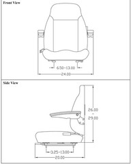 Fits Caterpillar Dozer Seat Assembly – Fits Various Models – Black Vinyl
