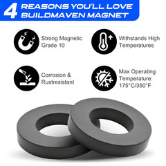 Large Magnet – Grade 10 Big Magnets Heavy Duty, OD60 x ID32 x 10mm Strong Round.