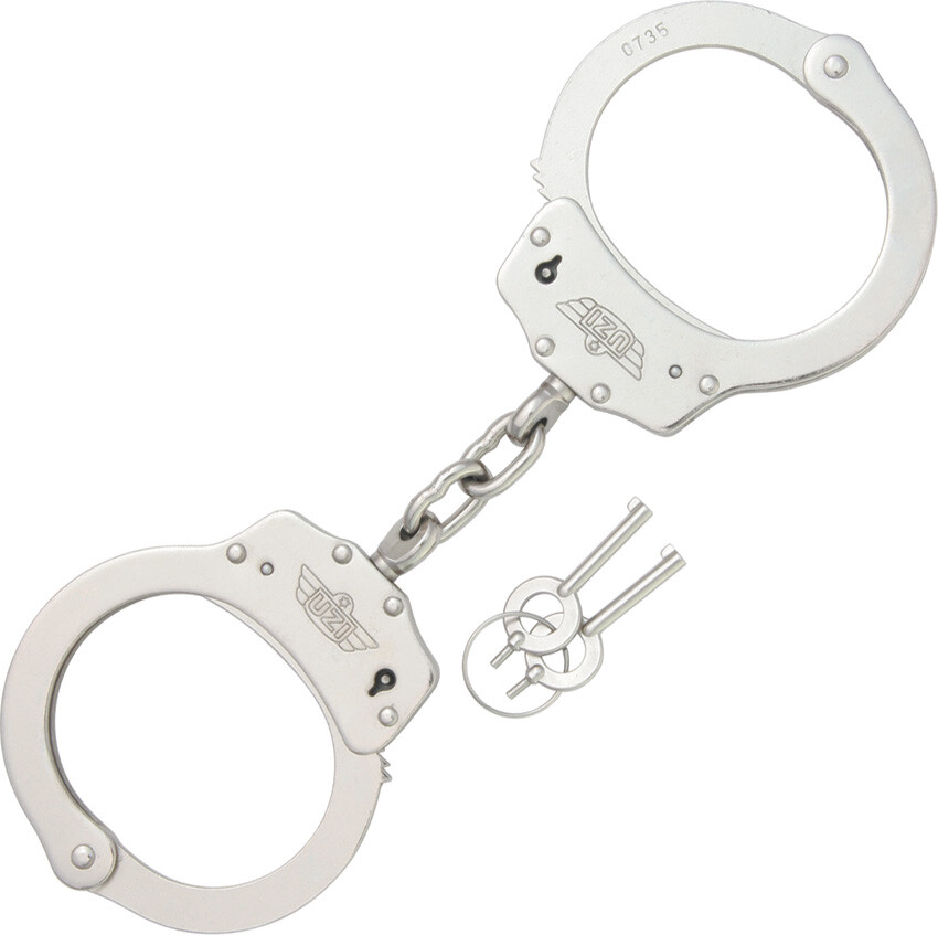 Uzi Handcuffs Silver finish Steel Double Lock HCCS