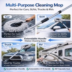 11″ Car Wash Mop Head Chenille Microfiber Replacement Mop Head w/ Base