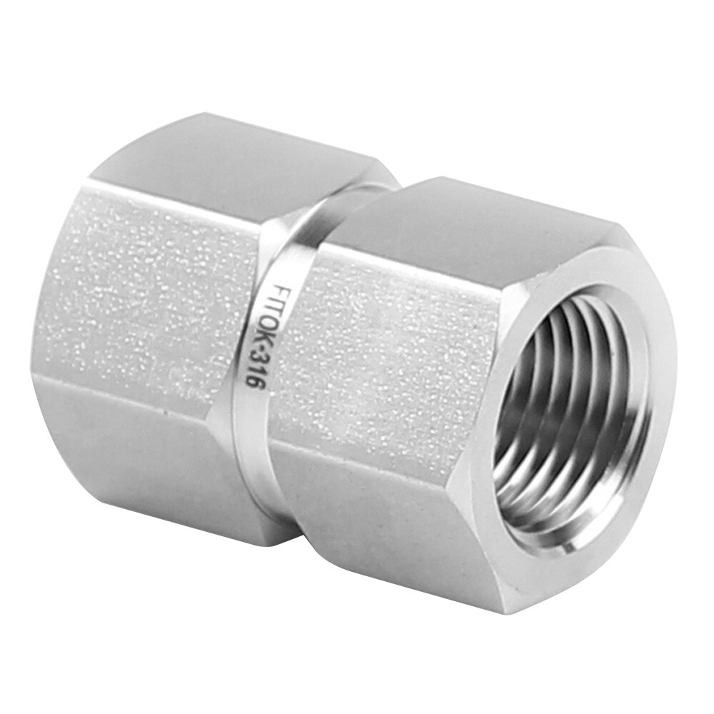 FITOK 316 SS Hex Reducing Coupling 1/4” × 1/8” FNPT, 6600 psi, SS-PCG-NS4-NS2