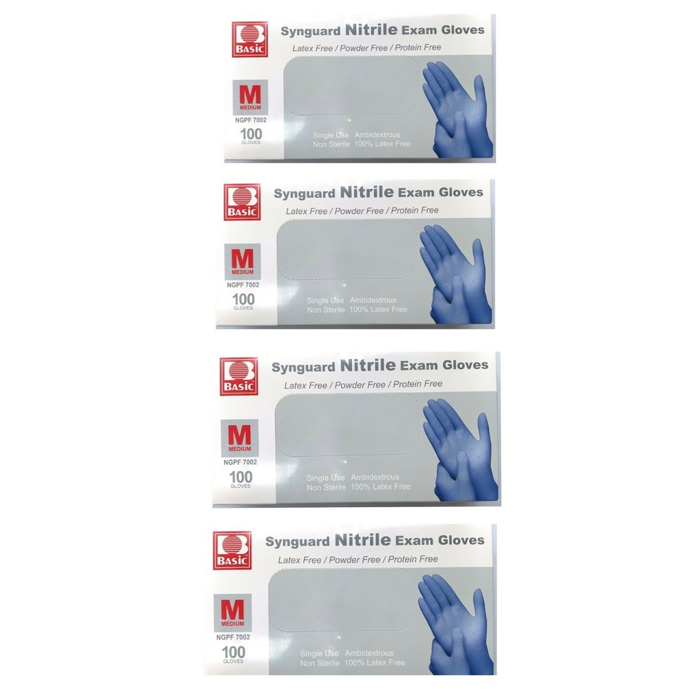 Synguard Nitrile Exam Gloves Powder-Free Blue medium (4x 100/Bx)