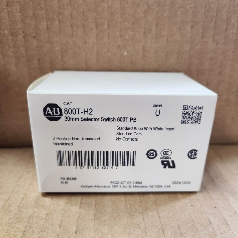 New Allen-Bradley 800T-H2 * 2 Position Selector Switch