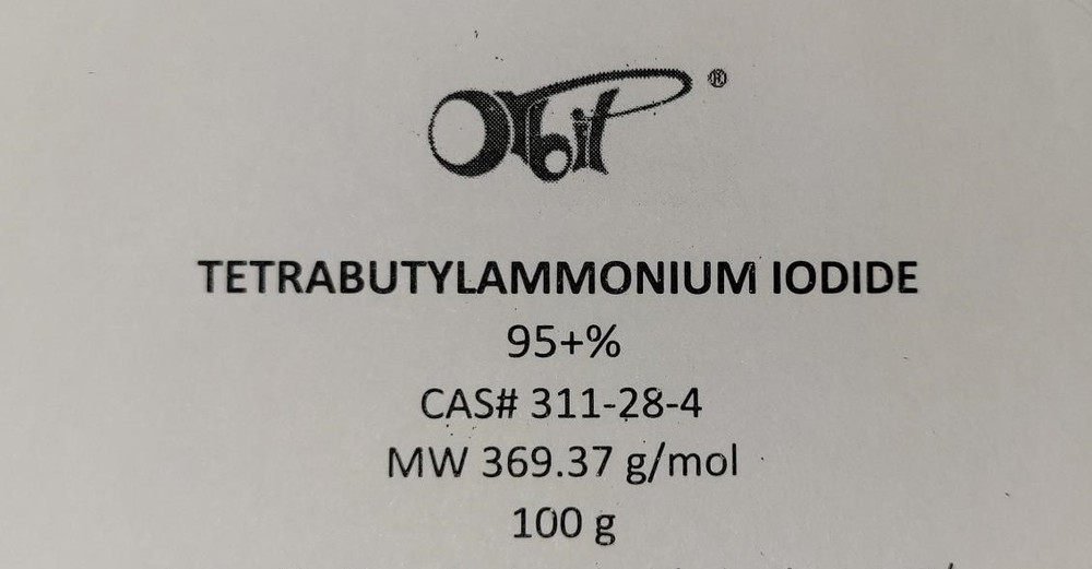 Tetrabutylammonium Iodide (100 g) 95+% [CAS# 311-28-4] TBAI QUAT QAS PTC