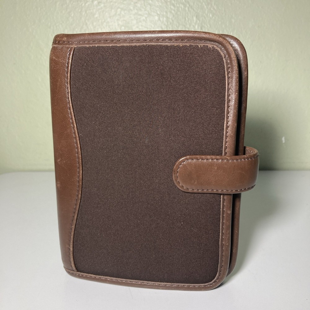 Vintage FranklinCovey Compact Planner Binder Brown Microfiber Nappa Trim Korea