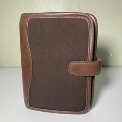 Vintage FranklinCovey Compact Planner Binder Brown Microfiber Nappa Trim Korea