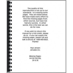 International Harvester B-250 Diesel Tractor Operators Owners Manual