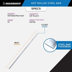 Sandbaggy 1/8″ x 1/2″ x 36″ Hot Rolled Steel Flat Bar – Plain 11 Gauge Steel