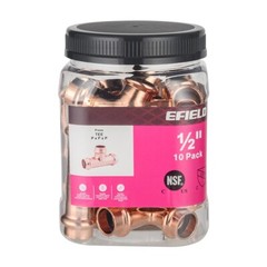 10 PCS EFIELD 1/2 ” Press Fit Equal Tee For Copper Tube, No Lead , Pro Pack