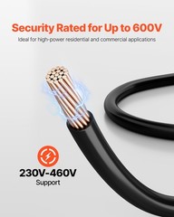 VEVOR 4 AWG THHN Wire 19-Stranded Black Copper Building Wire Nylon Jacket 175 ft