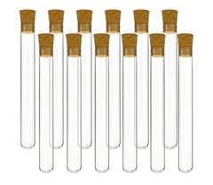 Eisco 25ml Test Tubes with Cork Stoppers, 18x150mm – Borosilicate Glass – 12PK