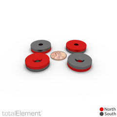 1 x 1/4 Inch Neodymium Rare Earth Countersunk Ring Magnets N52 (4 Pack)