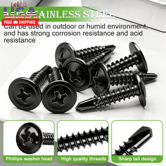 230PCS #8 Self Tapping Screws for Metal,410 Stainless Steel Self Drilling Screws