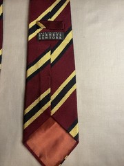 Barneys New York Burgundy Yellow Gold Black Stripe Silk Tie Vintage 80s