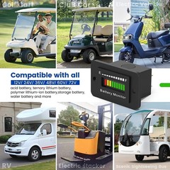 Car Battery Indicator 12V 24V 48V 60V 72V LED Meter Gauge Monitor for Golf Cart