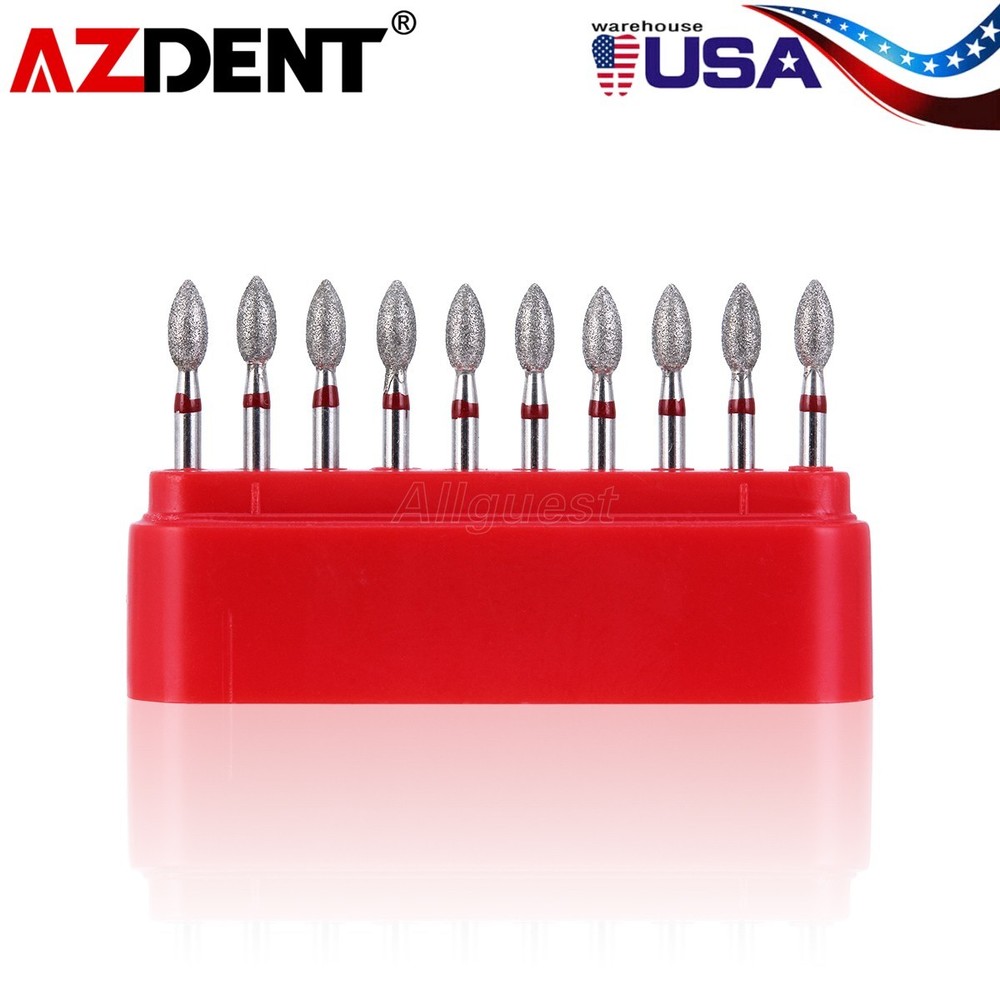 AZDENT Kit Fresas Dentales de Diamante FG Forma Balón Grano Fino #368-023F USA