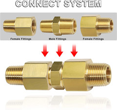 3/8 NPT X 1/4 NPT Male Solid Brass Hex Nipples, Heavy Brass Pipe Adapter Fitting