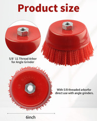 6 Inch Abrasive Nylon Cup Brush for Angle Grinder, ZORUNNA Wire Wheel for Angle