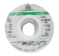 1lb AIM 13368 Wire Solder .015″ 0.38mm Diameter No Clean 2% Glow Core Flux NEW