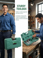 Hydraulic Cable Crimping Tool, Battery Cable Terminal Crimper 12 AWG–4/0 AWG, US