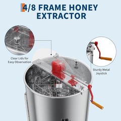 Manual Honey Extractor Machine 4/8 Frame Stainless Steel Honeycomb Spinner Tank