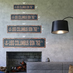 USS COLUMBUS SSN 762 Vintage Street Sign us navy ship veteran sailor rustic gift