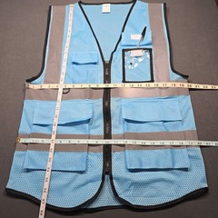 XIAKE Blue Reflective Safety Vest Full Zip Sleeveless V-Neck Breathable Men’s S