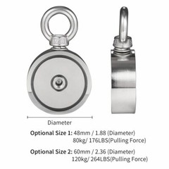400 LBS 600 LBS Double Side Strong Fishing Magnet Rope Neodymium Treasure Hunt