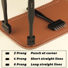 DIUDUS Leather Hole Punch, Prong Punch Tool 6mm 2/4/6 Lacing Stitching Punch,…