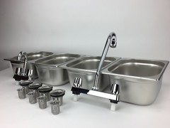 Large Concession Sink 4 Compartment Portable Food Truck Trailer w/Faucets
